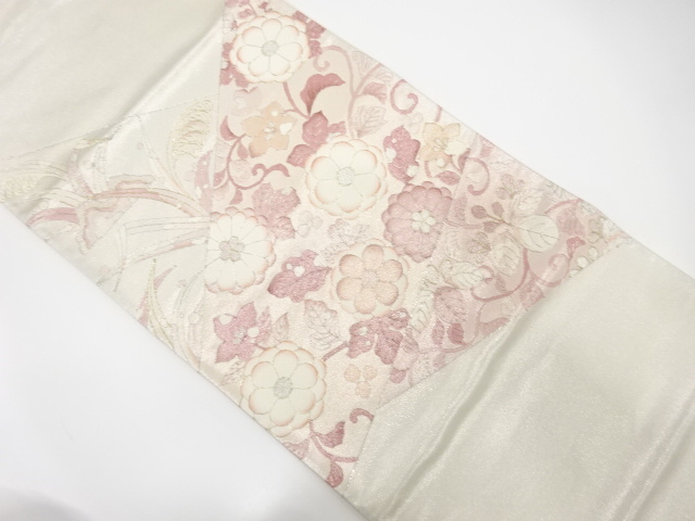 JAPANESE FUKURO OBI / EMBROIDERY / FLORAL PLANTS